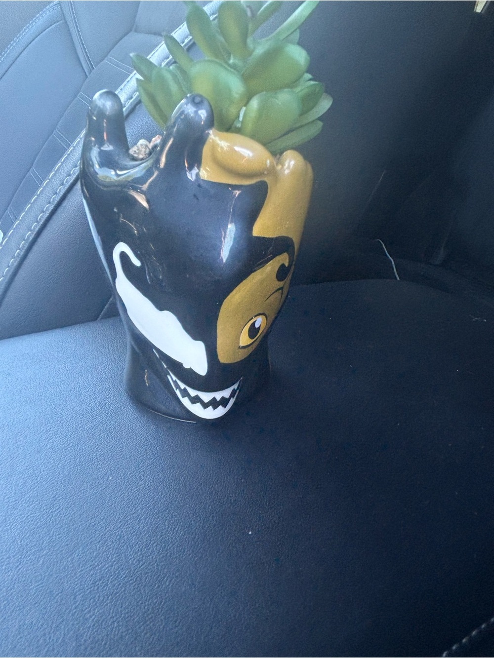 Marvel Hand-Painted Dual-Face Ceramic Planter in Black & Gold
